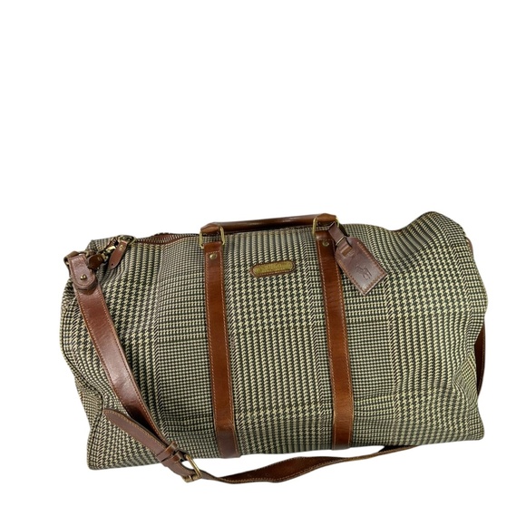 Genuine Vintage POLO RALPH LAUREN Houndstooth Weekender Travel Bag Duffel 90s - Picture 3 of 16